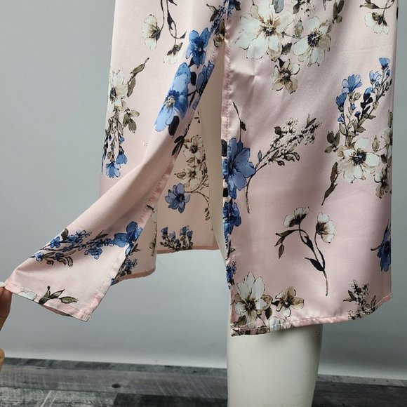 EMMA & Michele Pink Floral Satin Slip Dress Size M - Picture 7 of 16